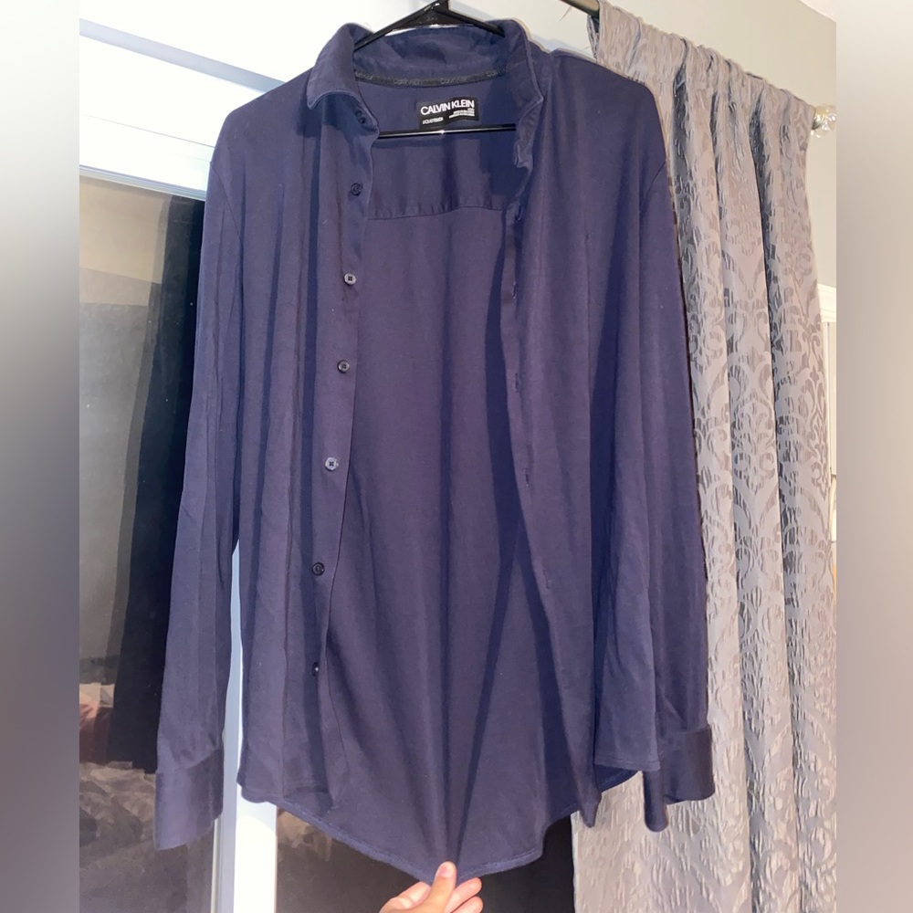 Calvin Klein soft dress shirt, Large size men’s, Navy Blue